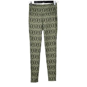 Lucy Brand Green Printed Leggings Sz S Olive Green